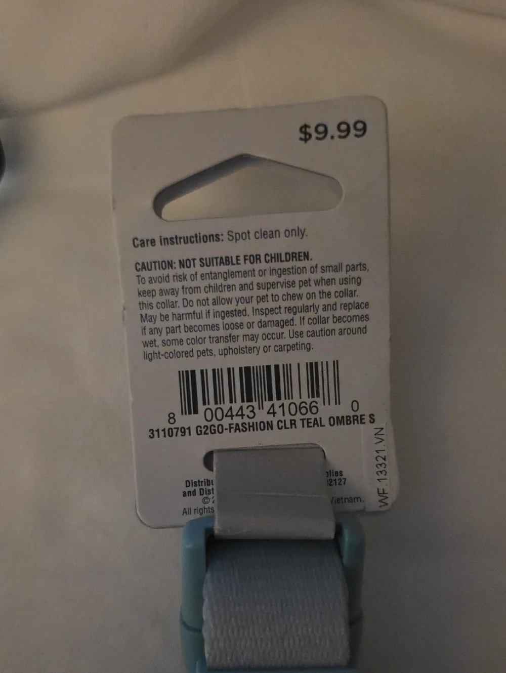 Good2Go Aqua Adjustable Dog Collar with Metal D-Ring Size Small 9-14 Inch